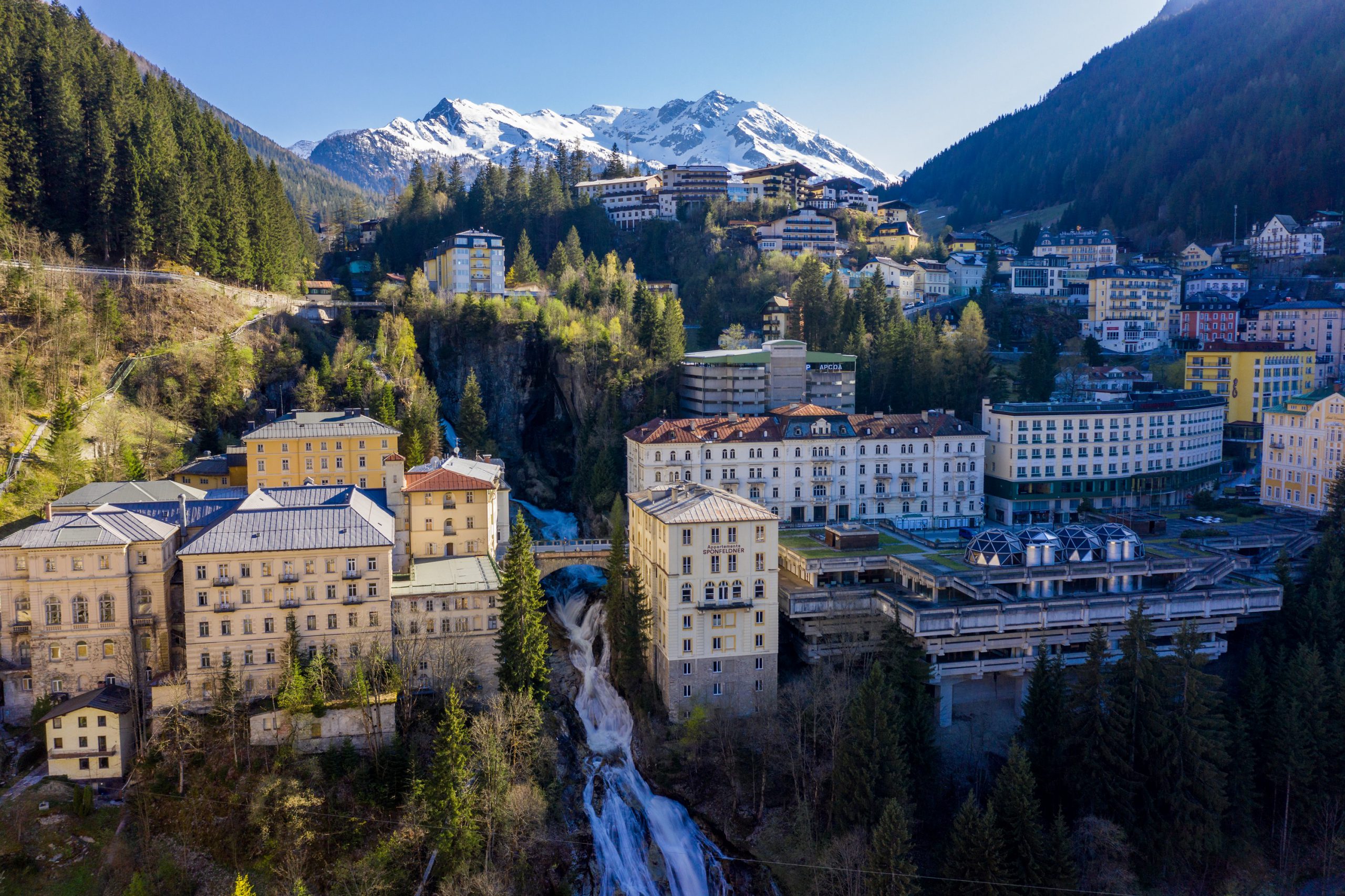 The Gastein waterfall is one of the most famous waterfalls in Austria and the landmark of Bad Gastein
