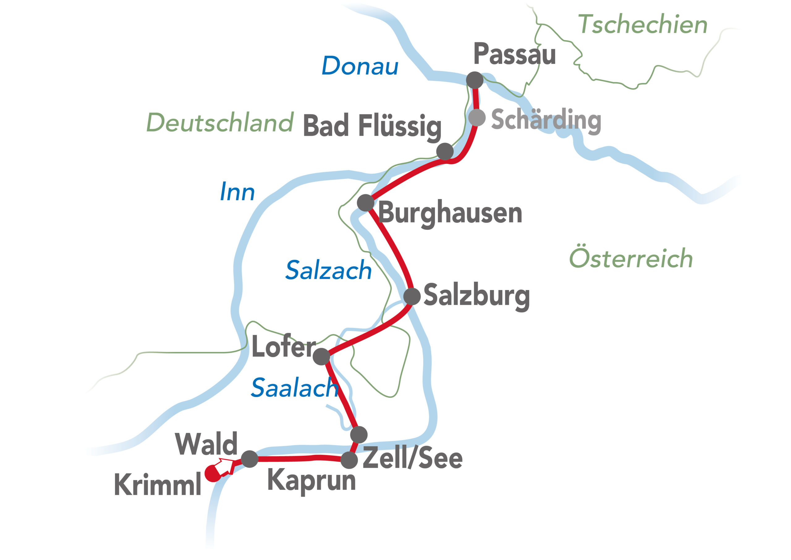 Kerékpáros térkép Tauernradweg (c) Ausztria kerékpártúrák