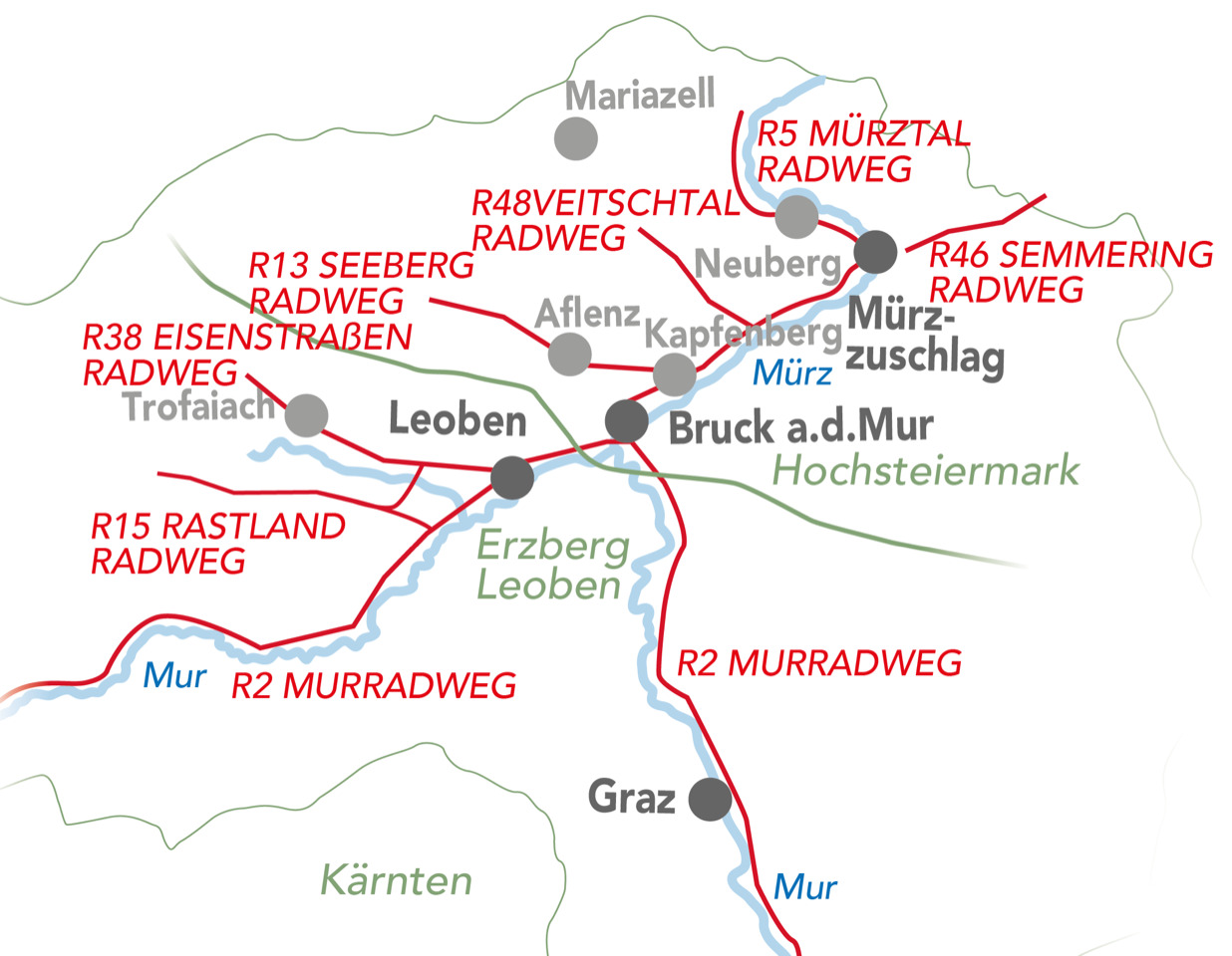 Cyklomapa Hochsteiermark Erzberg Leoben